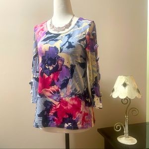 Cleo Women’s Shirt, Size XS, Color: pink, blue, purple, off-white, long sleeve